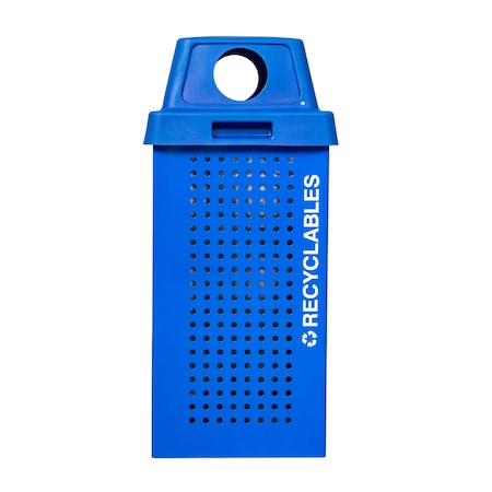 Ex-Cell Kaiser 36-Gal. Square Recycle Receptacle - Steel, Recycle Blue Gloss RC-KDX36-R RBL